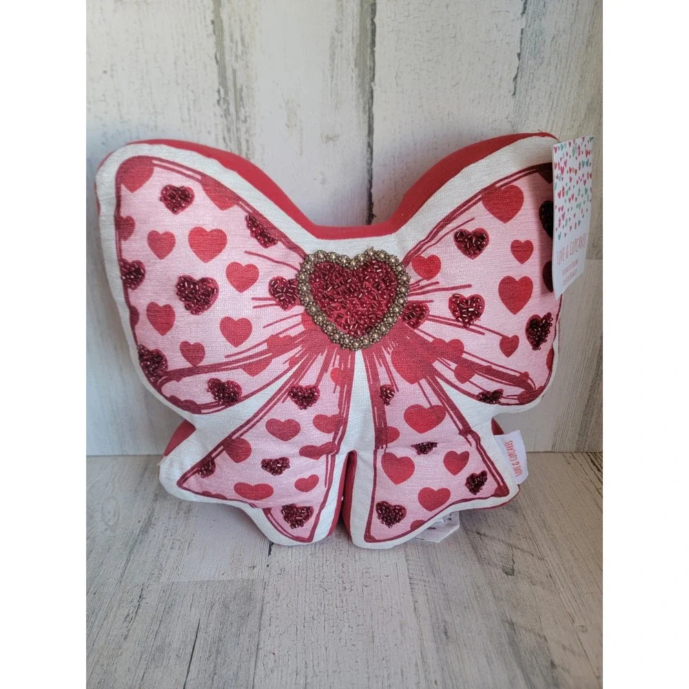 Love cupcakes beaded red bow pillow plush Valentine‎ home decor